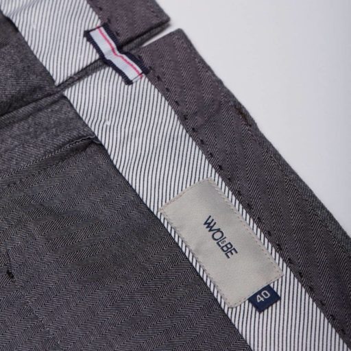 pantalon en laine merinos flanelle gris classique city pant wolbe avec pince