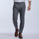 city pant en merinos une pince gris Walter Wolbe