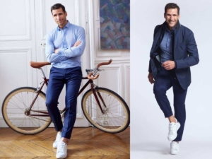 polo manches longues en merinos extensible bleu ciel Balthazar Wolbe