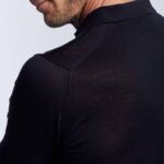 Arguin lightweight merino wool polo shirt black Wolbe