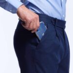 Walter pantalon une pince en flanelle de merinos bleu Wolbe