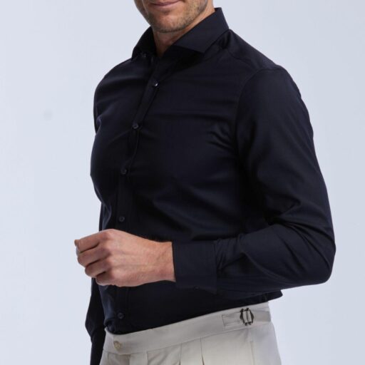 Wolbe 72h stretch shirt in dark blue merino