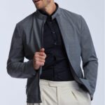 Wolbe 72h stretch shirt in dark blue merino