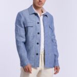 veste Matisse à col chevalière Wolbe en lin